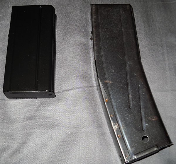 left: M1 carbine 15-round magazine; right: M2 carbine 30-round magazine